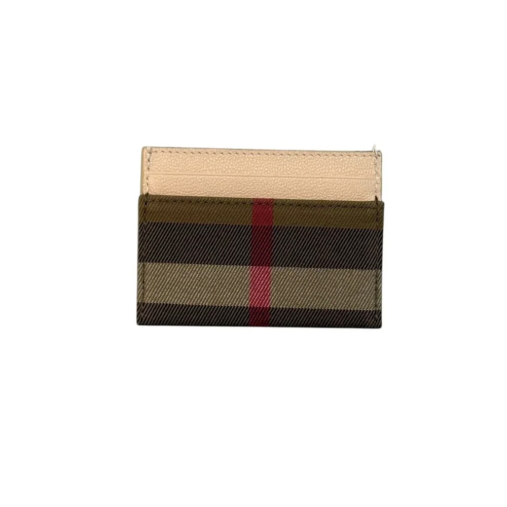 NWT Burberry House Check Canvas Leather Card Holder - Pale Cameo - Picture 3 of 4